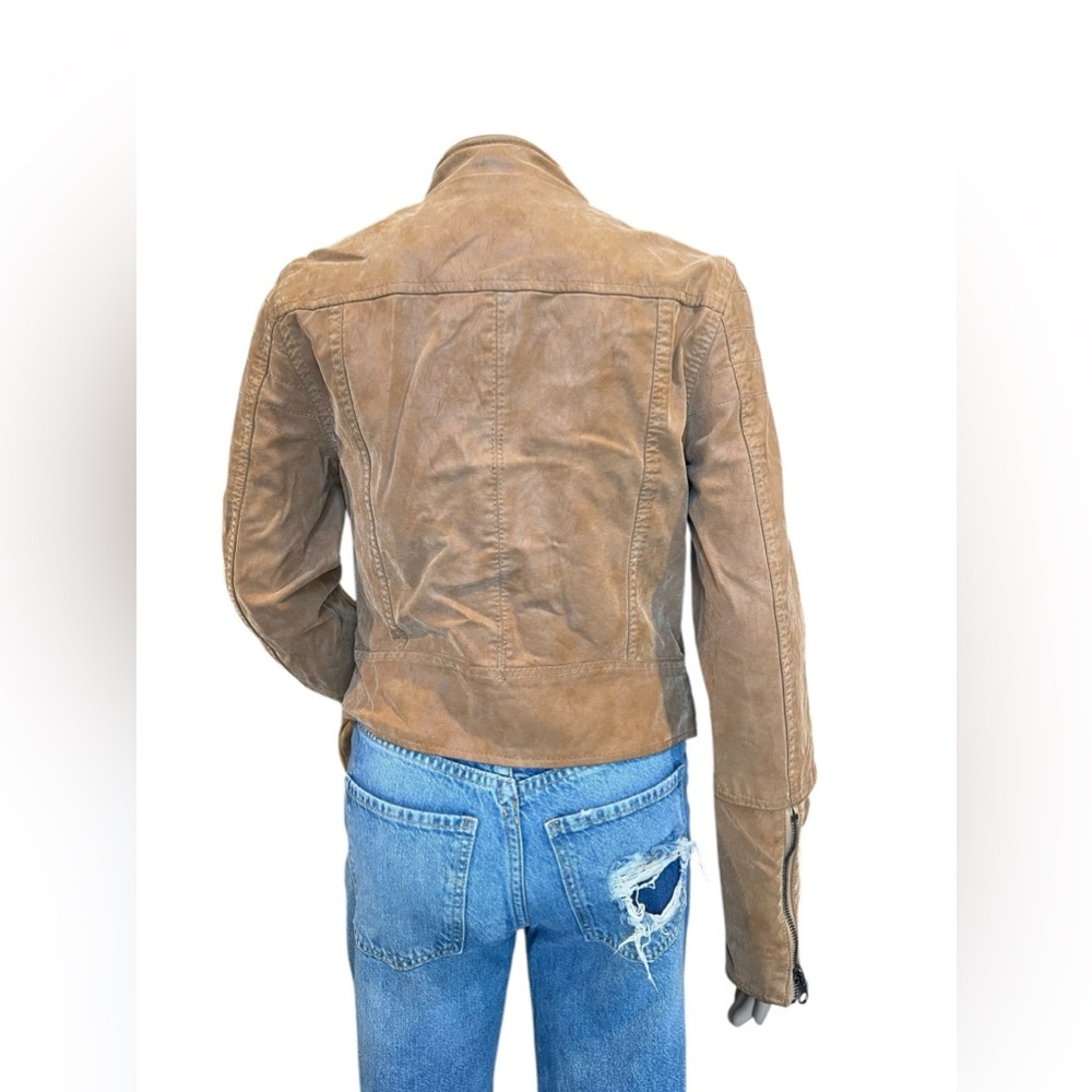 Free People We The Free Womens Fenix Vegan Leather Moto Jacket Camel Brown XS - Picture 5 of 13